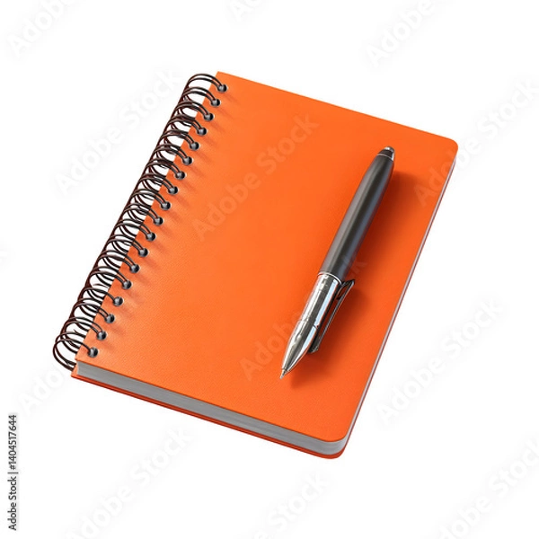 Obraz • Minimal notebook with pen mockup isolated on transparent background