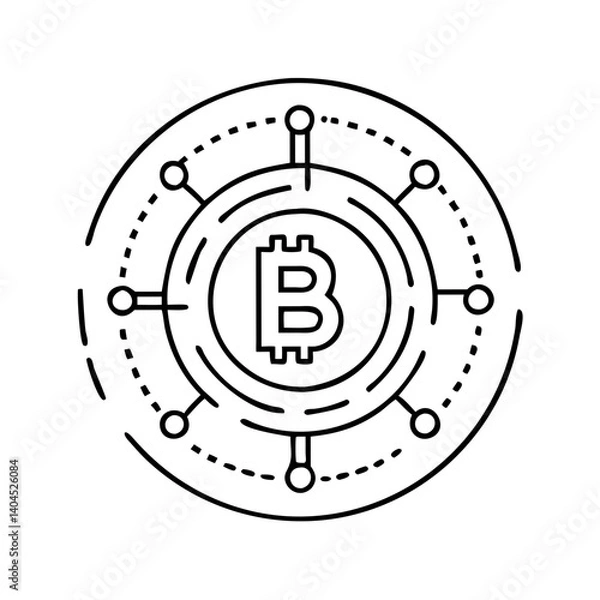 Fototapeta Bitcoin Network Decentralized Cryptocurrency Digital Currency Blockchain Technology Financial Innovation Peer to Peer Electronic Cash System Global Transactions Secure Payments Cryptographic Security