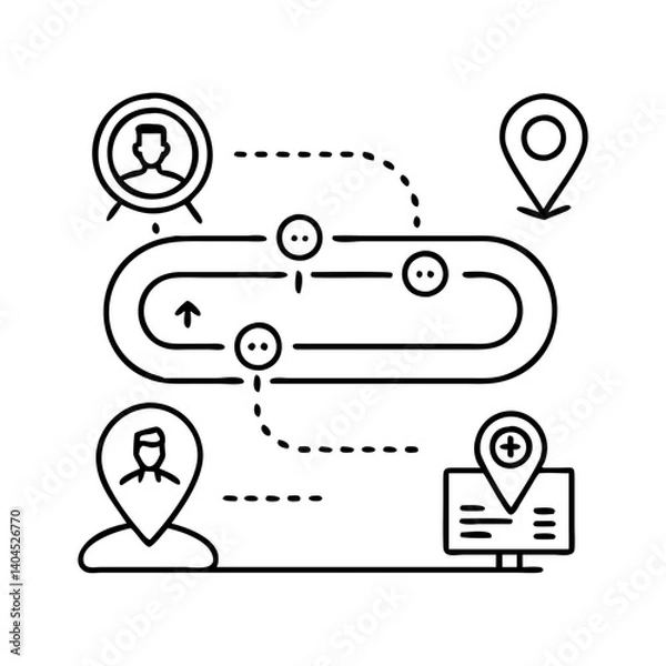 Fototapeta Visual Representation of a Patient's Journey Through a Healthcare System Showing Multiple Stages and Locations