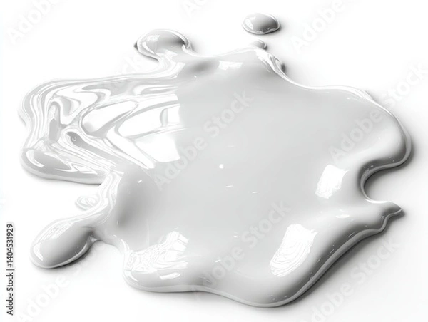 Obraz A close-up captures a pristine, viscous pool of white paint, a study in texture and form that sparks visual curiosity. 