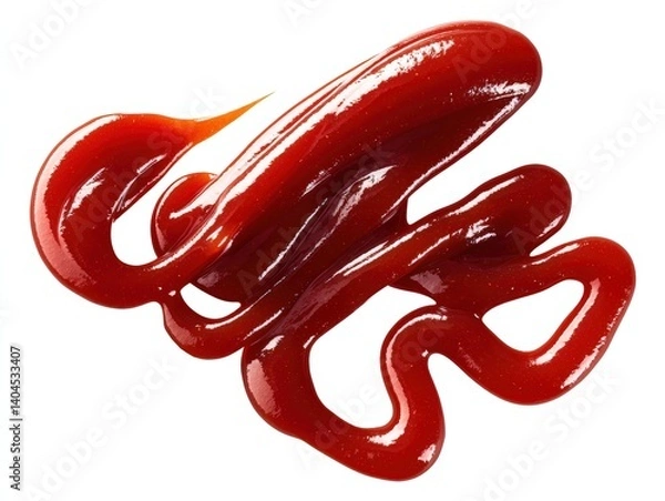 Obraz A close-up shot of a bright red ketchup swirl, showcasing its texture and color, inviting a delicious sensation.