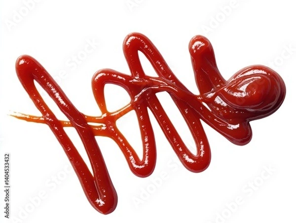 Fototapeta A vibrant, appetizing splash of bright red tomato ketchup, its glossy texture inviting and visually stimulating.