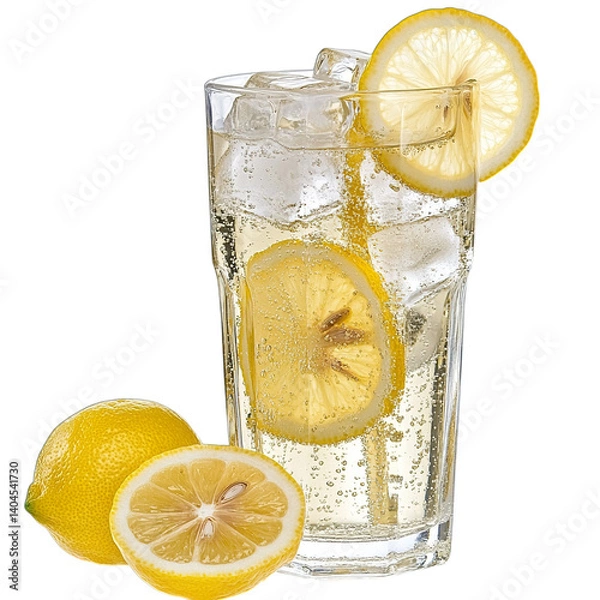 Obraz lemon and ice isolated on transparent background png