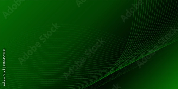 Fototapeta Abstract green flow line digital technology, smooth particle wave style, big data techno, design concept background and wallpaper, vector eps