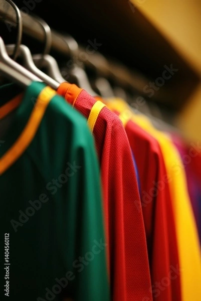 Fototapeta Vibrant Team Apparel Revolution Bold Color-Block Sports Jerseys Showcase Inclusive Athletic Performance and Next-Gen Collaborative Design