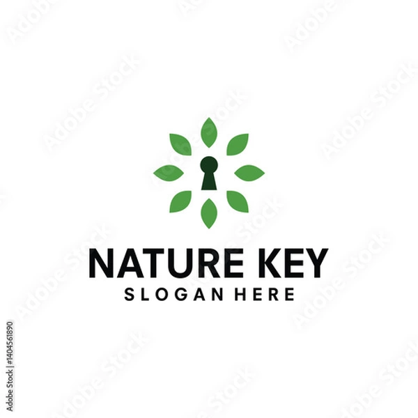 Obraz key leaf logo design vector illustration