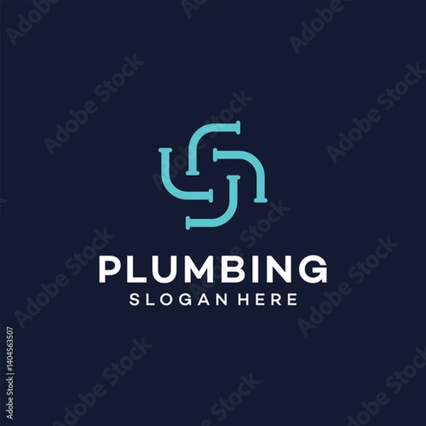 Obraz Water pipe with circle logo design template