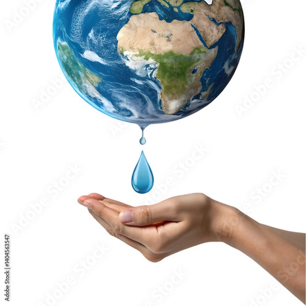 Fototapeta Water Conservation: Save Our Planet, One Drop at a Time on transparent background