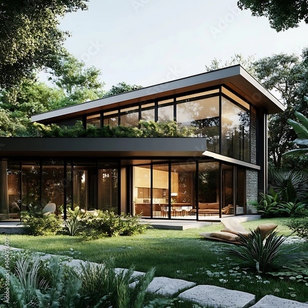 Obraz Beautiful porch view under sunny skies and garden bliss high resolution picture