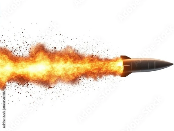 Obraz High-Quality Rocket Launch with Flames and Smoke Effects