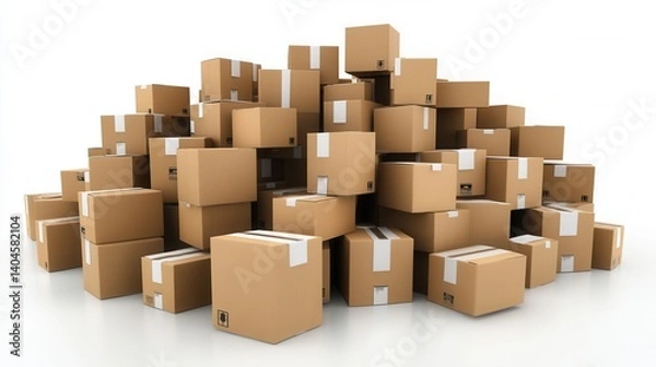 Fototapeta A large pile of cardboard boxes