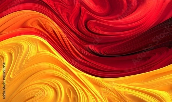 Obraz Abstract Red and Gold Swirling Fluid Dynamic Background Design Artistic Modern Texture Wallpaper Image Digital Illustration Vibrant Energy Powerful   