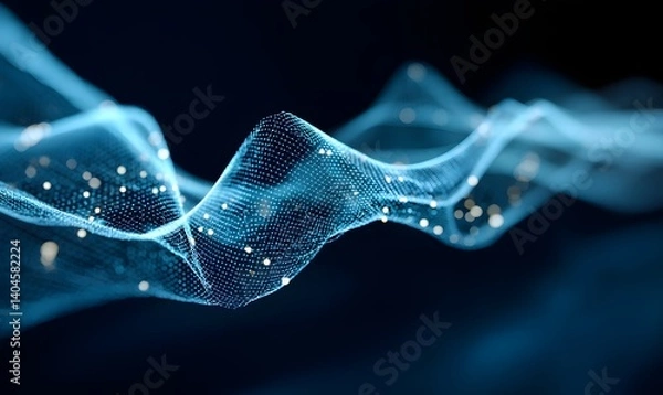 Obraz Abstract Blue Digital Waveform Elegant Network Design Modern Technology Background Futuristic Data Visualization Smooth Flowing Lines Sparkling       