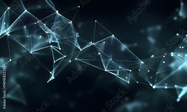 Obraz Abstract Digital Network Connection Lines Elegant Geometric Structure Futuristic Technology Background Modern Design Dark Blue Teal Color Scheme      