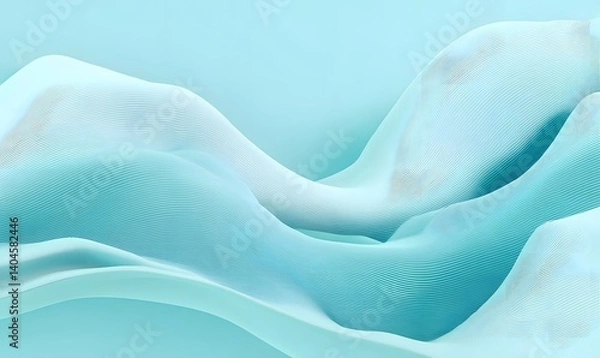 Obraz Abstract Teal Blue Wavy Lines Background Modern Digital Art Design Elegant Smooth Flowing Texture Pattern Graphic Illustration Soft Pastel Color      