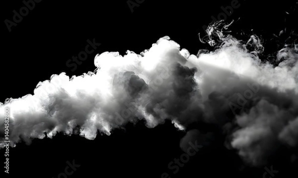 Obraz Dramatic White Smoke Cloud Isolated on Black Background Perfect for Design Projects Digital Art Texture Overlay Vapor Steam Effect Realistic Fog Image