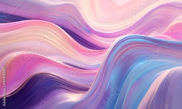 Obraz Abstract Pastel Swirls Elegant Flowing Lines Soft Pink Purple Blue Background Design Texture Digital Art Illustration Wave Pattern Graphic Design     