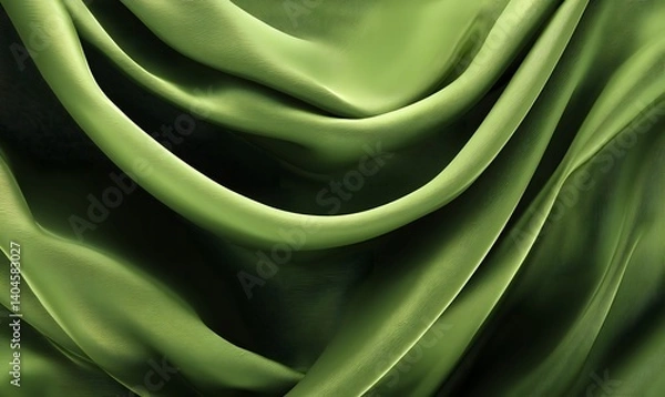 Obraz Elegant Draped Olive Green Silk Fabric Texture Background High Resolution Luxurious Soft Smooth Shiny Textile Material Design Element Green Abstract  