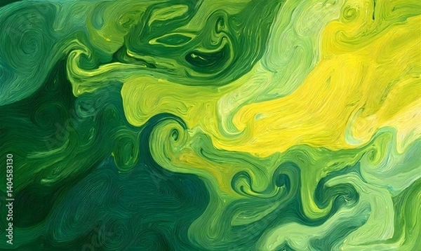 Obraz Abstract Green Yellow Swirl Texture Background Digital Painting Modern Art Design Graphic Illustration Fluid Artistic Wallpaper Vibrant Nature        