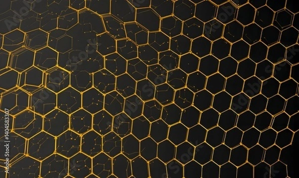 Obraz Abstract Golden Honeycomb Pattern Background Design Elegant Luxury Texture Dark Golden Hexagon Grid Structure Shiny Geometric Shapes Digital Art      