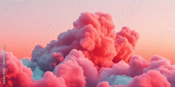 Fototapeta Dreamscape Horizons Ethereal Cloud Formations in Coral and Salmon Gradients - Immersive Digital Design Inspiration for Creative Platforms and Minimalist Aesthetic Storytelling