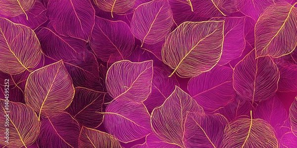 Obraz Seamless pattern with pink leaves background. Watercolor floral pattern for wallpaper, card or fabric.