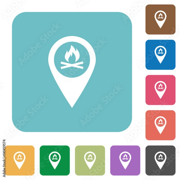 Fototapeta Camp GPS map location rounded square flat icons
