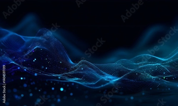 Fototapeta Abstract Blue Wave Particles Background