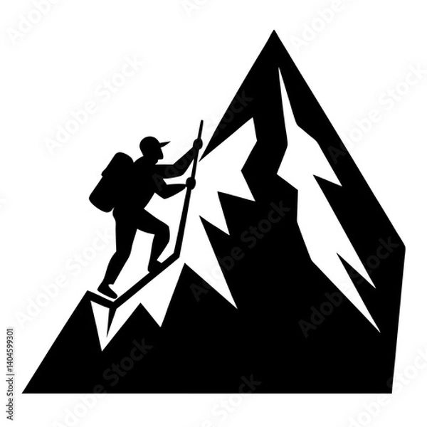 Obraz Mountain man vector silhouette collection