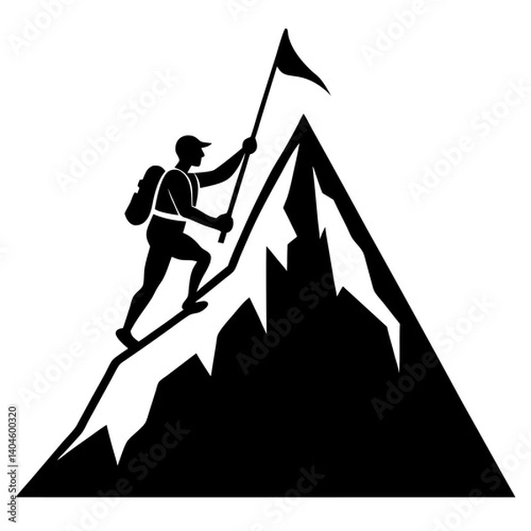 Obraz Mountain man vector silhouette collection