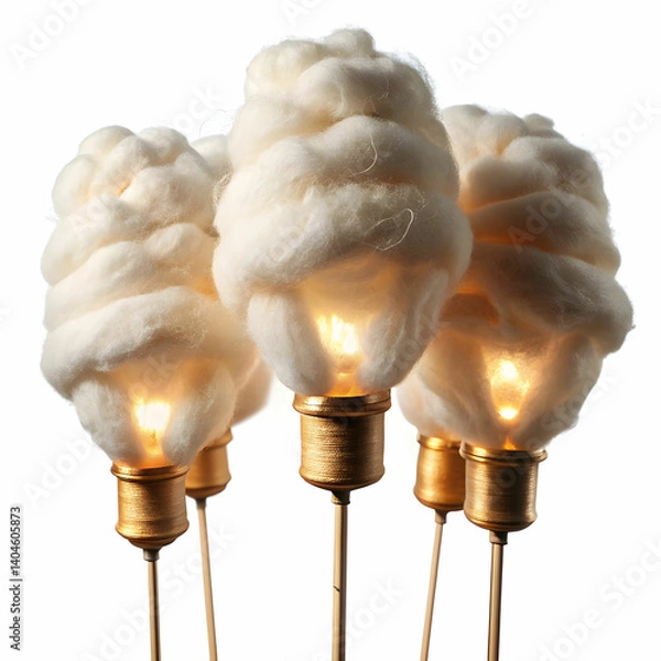 Obraz cotton wicks for lamp on white background