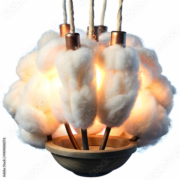 Obraz cotton wicks for lamp on white background