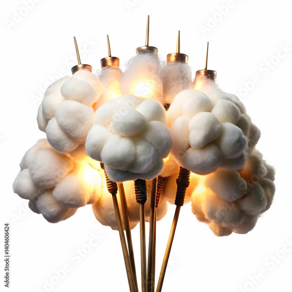 Obraz cotton wicks for lamp on white background