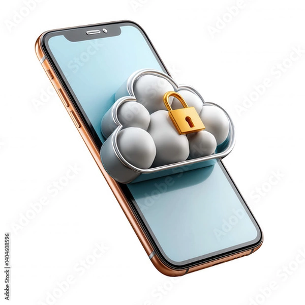 Fototapeta Securing digital privacy cloud storage lock smartphone technology digital environment close-up view data protection concept