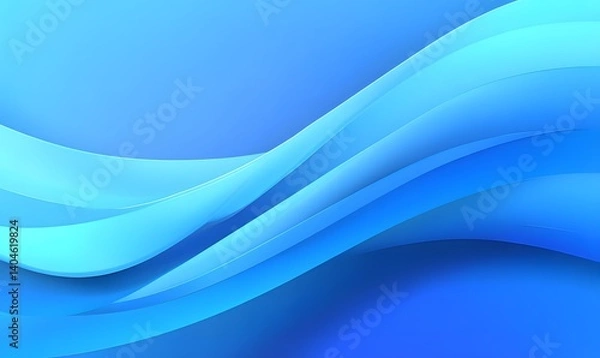 Obraz Abstract Blue Wave Background Design Elegant Smooth Flowing Curves Modern Digital Art Graphic Illustration Wallpaper Template     