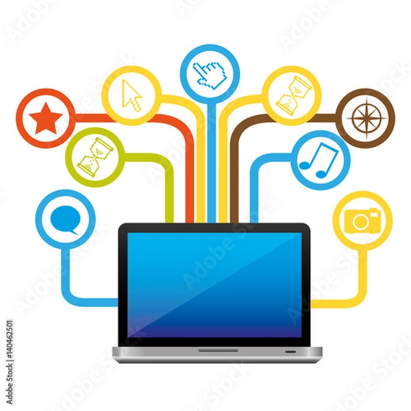 Fototapeta computer with technological sign icon, vector illustraction design