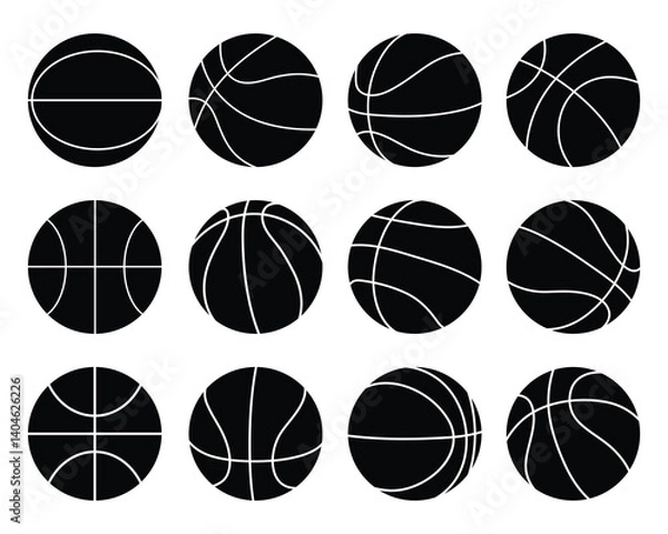Obraz Illustration of basketball balls isolated on a white background	