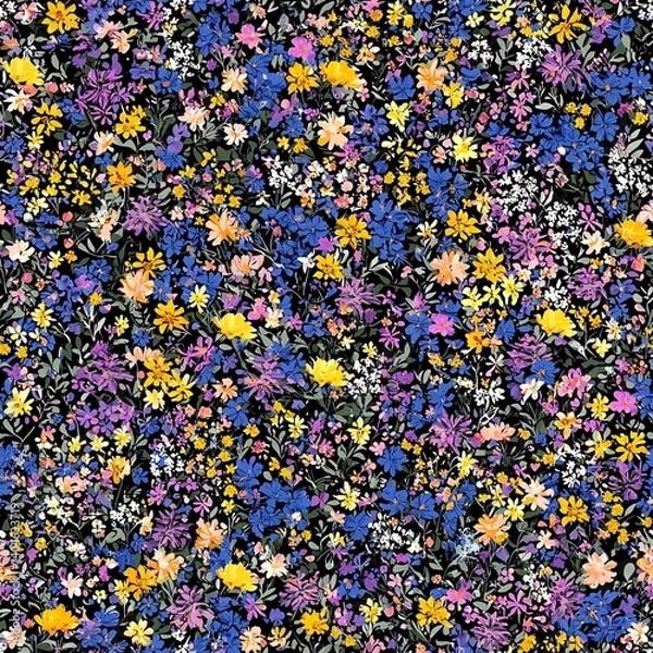 Fototapeta A vibrant wildflower meadow sparks joy with its colorful blooms and delicate details.