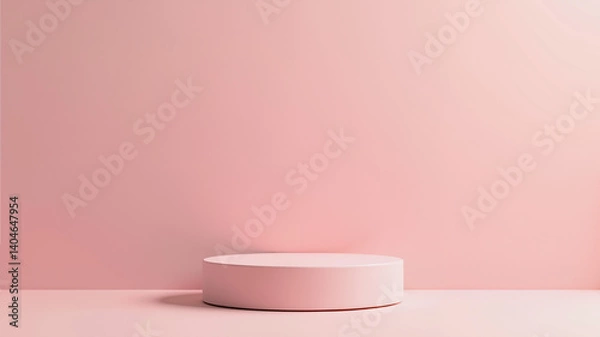 Fototapeta minimal pastel color product display podium pink background. 3d scene rendering