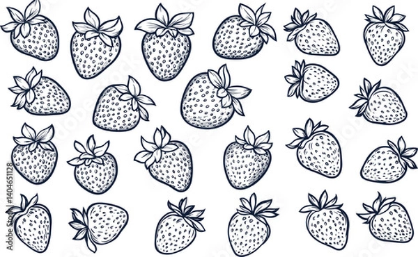 Obraz Strawberry. Black and white seamless pattern for packaging, coloring book and other design