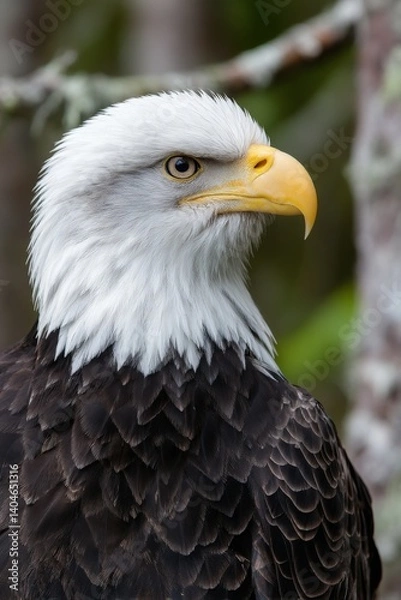 Fototapeta Majestic bald eagle perched in natural habitat