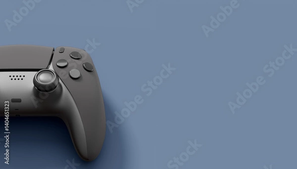 Obraz Realistic black video game joysticks or gamepads on black background