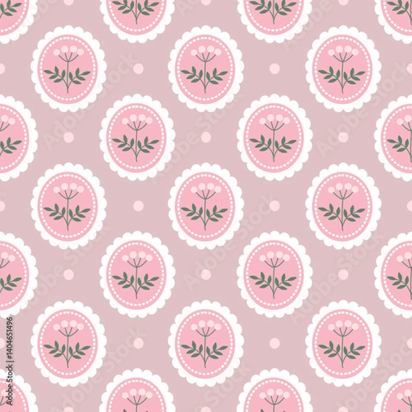 Fototapeta Cute floral seamless pattern with flowers and branches. Wildflower vector illustration in spring or summer. Elegant template for fabric, wallpaper, stationery, wrapping, card, and phone cases.