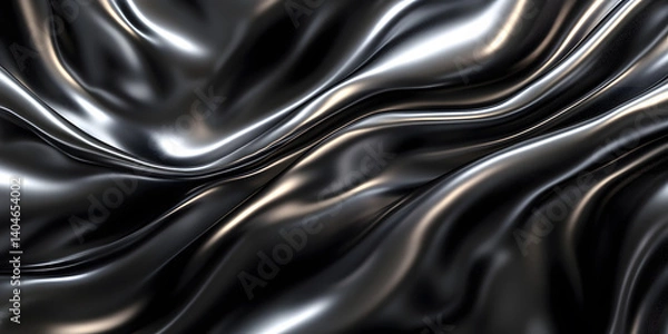 Fototapeta Abstract black iridescent flowing waves background