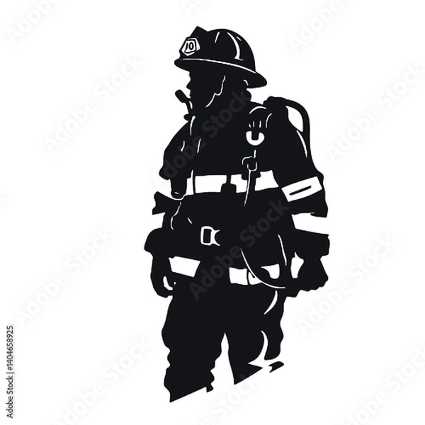 Fototapeta Silhouette de pompier isolée - illustration vectorielle