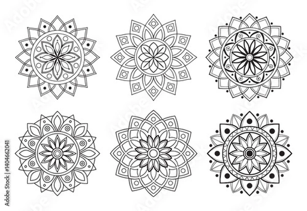Fototapeta A bundle of intricately detailed and stylish mandala art illustrations, perfect for creating elegant and sophisticated designs.
