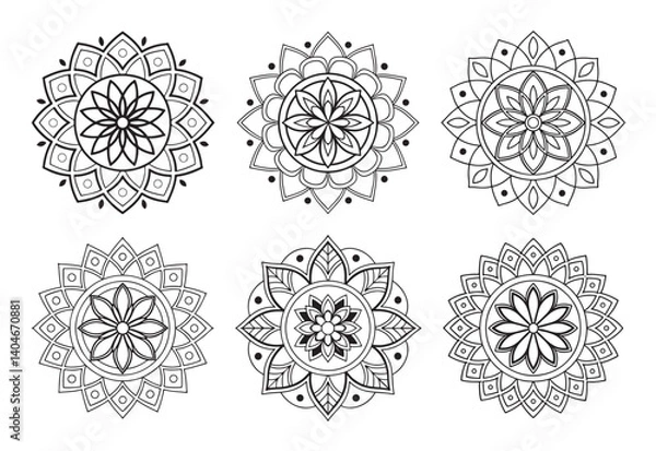 Fototapeta A bundle of intricately detailed and stylish mandala art illustrations, perfect for creating elegant and sophisticated designs.