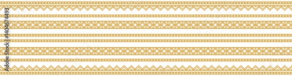 Obraz Gold ethnic ornament with geometric tribal border pattern.
