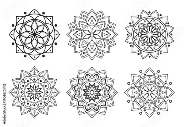 Fototapeta A bundle of intricately detailed and stylish mandala art illustrations, perfect for creating elegant and sophisticated designs.