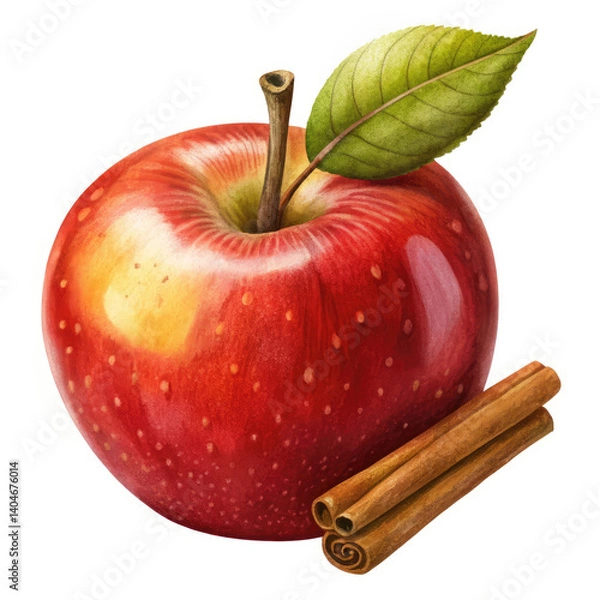 Obraz apple with cinnamon on white background